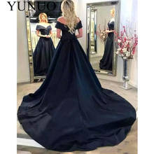 YuNuo Gothic Black A Line Prom Dresses Off the Shoulder Africa Formal celebrity Evening Wear Long Train Simple Elegant N44 2024 - buy cheap