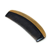 Natural green sandalwood horn comb Sandalwood straight hair comb Hairdressing tools horns and wooden comb 2024 - buy cheap