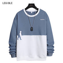 Legible Spring Autumn Casual Hoodies Men O-Neck Collar Streetwear Men Patchwork Loose Pullover Sweatshirt Mens Hoodies 2024 - buy cheap