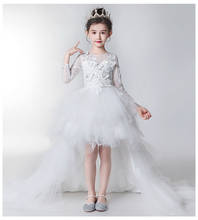 Платье детское, белое, из тюля, с цветочным принтом 2024 - купить недорого