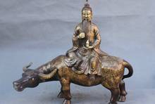25" Chinese Taoism Bronze Copper Sculpture Laozi Lao-tzu Ride Bull Ox Statue 2024 - buy cheap