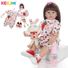 KEIUMI 24  Inch Strawberry Girl Baby Reborn Dolls 2 Hair Color Princess Silicone Bebe Baby Doll Birthday For Child Playmate Gift 2024 - buy cheap