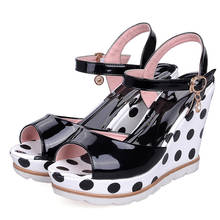 Polka Dot Womens Sandals Platform Wedges Big Size High Heels Summer Shoes  Peep Toe Ankle Strap Ladies Sandals Black White Blue 2024 - buy cheap