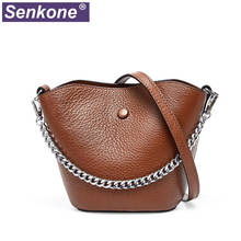 Chains Bags Women Genuine Leather Small Bucket Bags Ladies Mini Shoulder Messenger Bag Soft Real Leather CrossBody Bag For Girls 2024 - buy cheap