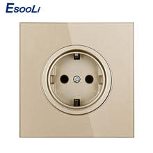 EsooLi-Panel adaptador de cargador de cristal dorado, toma de corriente de pared, cristal de pared, 16A, toma de corriente de la UE 2024 - compra barato