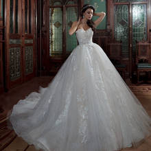 Vestido de novia de lujo con flores de encaje, apliques transparentes, talla grande, tienda China, Casamento en línea 2024 - compra barato