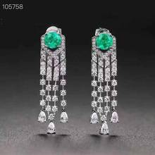 Natural Small Emerald Gemstone Drop Earrings Real 925 Silver Earrings Fine Charm Wedding Jewelry for Women 2024 - buy cheap