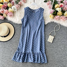 Women Summer Boho Dress Casual Sleeveless Polka Dot Chiffon Dress Female Loose Ruffles Tank Dress Beach Vestidos Plus Size CD052 2024 - buy cheap