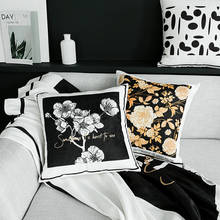Ins geométrico nórdico preto e branco sofá capa de almofada ponto listra flor decoração para casa fronha houndstooth cadeira travesseiro capa 2024 - compre barato