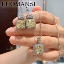 Luomansi-pendientes de plata esterlina 100% 925 con piedras preciosas de Esmeralda, colgante, collar, conjuntos de joyería de boda, venta al por mayor 2024 - compra barato