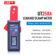 UNI-T UT258A AC/DC Leakage Current Clamp Meter Digital Ammeter 10000 Count 0mA~60A AC/DC leakage current with zero mode RS-232 2024 - купить недорого