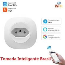 Бразильская умная розетка, Wifi вилка, беспроводной пульт дистанционного управления, умная розетка Lonchuck 16A для Tuya Smart Life, работает с Alexa Google home 2024 - купить недорого