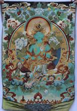 Cuadro de seda del budismo tibetano, 36 pulgadas, Tara Verde, Thangka, pintura Mural 2024 - compra barato