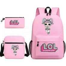 LOL superise-mochila escolar impermeable de gran capacidad para niñas, mochila rosa para estudiantes de escuela primaria, Juego de 3 uds. 2024 - compra barato