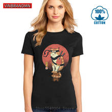 Милая футболка с самурайским котом, женские футболки с забавным аниме котом, шеф-поваром суши, женская футболка с рисунком ниндзя, футболка с рисунком ниндзя 2024 - купить недорого