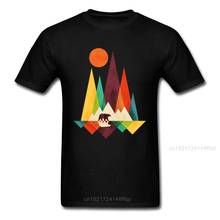 2018 Popular T Shirt Men Tops Tees Geek Geometric T-shirts Mountain Bear Print Young Tshirts 100% Cotton Clothes Free Shipping 2024 - buy cheap