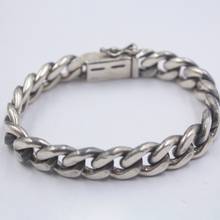 Solid S925 Sterling Silver Bracelet Women Men Luck Curb Link Chain 6.89"L 10mmW 2024 - buy cheap