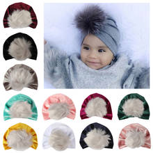 Fashion Newborn Hat Knitting Hat Bohemia India Kid Turban Hats Beanies Photography Prop Gorro Fuzzy Ball Cap Baby Hair Headdress 2024 - buy cheap