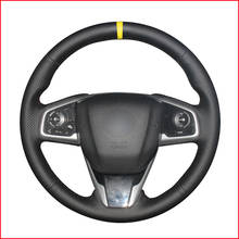 Cubierta de cuero Artificial para volante, marcador amarillo para Honda Civic 10, 2016-2021, CR-V, CRV, 2017-2021, claridad, 2018-2021 2024 - compra barato