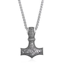 LANGHONG Legendry-collar con martillo de Thor, colgante nórdico de Vikingo, martillo de Thor con collar de cuerno de Dios, joyería talismán 2024 - compra barato