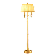 Vintage Hotel Living Room Study Brass Floor Lamp High Quality Linen Lampshade Simple Luxury All Copper E27 LED Floor Lights 2024 - buy cheap