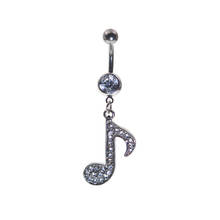 Piercing del Ombligo con notas musicales, anillos de botón de cristal blanco para el vientre, perforación en el Ombligo, joyería de Pircing 2024 - compra barato