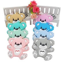 Chenkai 5PCS Silicone Bear Teethers Food Grade Baby Cartoon Pacifier Teething For Baby Nursing Accessories and Gifts BPA Free 2024 - buy cheap