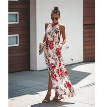 Summer Print Dresses HOT Women Summer Casual Sleeveless O-Neck High Waist Boho Print Long Loose Dress 2024 - buy cheap