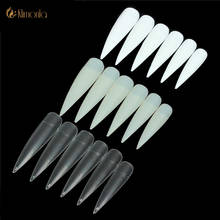 500 шт., накладные искусственные ногти на шпильке, белый/прозрачный/натуральный/бежевый цвет 2024 - купить недорого
