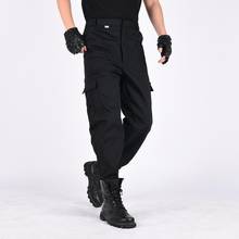 Pants Men Solid Color Multi Pockets Training Long Cargo Pants Hiking Straight Trousers 2024 - buy cheap