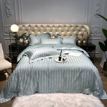 4 Pieces Bedding Set King Size Nordic Covers Light Green Satin Stripe Duvet Cover Set Queen Double Bed Linen Sateen Egypt Cotton 2024 - buy cheap