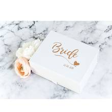 Personalised Custom Bride Gift Box  White Gift Box  with Wedding Date  Luxury Magnetic Gift Box rose gold Wedding gift boxes 2024 - buy cheap