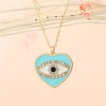 1Pcs Zircon Heart Evil Eye Necklace For Women Gift Jewelry Fashion Vintage Colored Geometric Pendant Clavicle Chain Choker 2024 - buy cheap