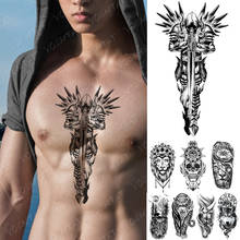 Водостойкая временная татуировка, наклейка, крылья крест, воин, флэш-татуировки, Лев, волк, боди-арт, рука, имитация рукава, тату для мужчин 2024 - купить недорого