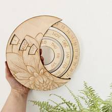2021 Everlasting Wooden Hanging Calendar Perpetual Reminder Plaque Board for Christmas Office Ornament Home Decoration 2024 - buy cheap