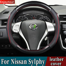 Accessories Car Styling Genuine Leather Steering Wheel Covers for Nissan Sentra B16 B17 B18 2006 2007 2012 2014 2015 2018 2019 2024 - buy cheap