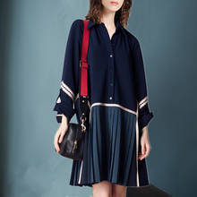 Autumn 2021 New Korean Street Style Shirt Dress Women's Long Loose Long Sleeve Pleated Women Plus Size Dress Women Dresses 2024 - buy cheap