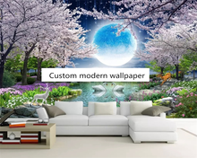 beibehang papel de parede Customized modern wallpaper moonlight cherry tree landscape painting TV background papier peint 2024 - buy cheap