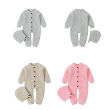 0-24M Baby Autumn Winter Warm Clothes Newborn Babies Boys Girls Knitting Romper Long SleeveJumpsuit Hat Outfits Clothes Set 2024 - buy cheap