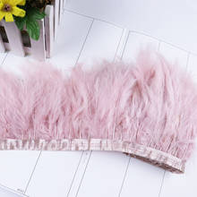 2 metros de couro rosa turquia penas franja guarnição 10-15 cm para vestidos vestuário costura acessório decoração fita artesanato plumas 2024 - compre barato