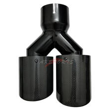 1PC Dual Carbon Fiber Stainless Steel Exhaust Tip Glossy  Exhaust Pipe Round Flange Black For MG  With A Logo 2024 - buy cheap