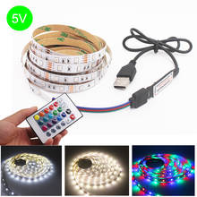 Светодиодный светильник для телевизора 2835SMD RGB светодиодный светильник-полоса для ТВ HD ТВ неоновый светильник с подсветкой Лампа с 24 клавишами дистанционного управления 50 см 1 м 2 м 3 м 4 м 5 м 2024 - купить недорого