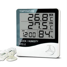 Комнатный цифровой ЖК-измеритель температуры и влажности, высокоточный датчик температуры, гигрометр, метеостанция, настольные часы HTC-1/-2 2024 - купить недорого