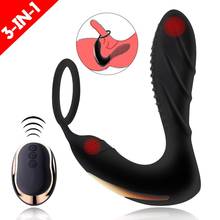 Massageador de próstata afrodisia, sem fio, de silicone, plug anal, vibrador com anel de 10 velocidades, brinquedos sexuais para homens 2024 - compre barato