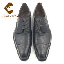 Sipriks/Мужская прошитая обувь с высоким голенищем; официальная обувь под смокинг; повседневная кожаная обувь из крокодиловой кожи с принтом; мужской костюм; Social; 46 2024 - купить недорого