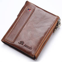 Genuine Leather Men's Thin Wallet Coin Purse Small Mini Card Holder Case Male Zip Purse Pocket Men Slim Wallet Cowhide Money Bag 2024 - buy cheap