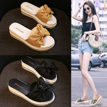 The New Sandals Women Shoes Casual Outside Fashion Butterfly-Knot Wedges Med (3cm-5cm) Slippers Women Thick Bottom High Quality 2024 - buy cheap