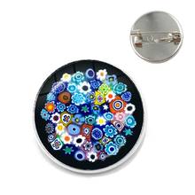 Murano Millefiori Brooches MultiColour Flower 20mm/25mm Glass Cabochon Collar Pins Jewelry For Women Men Gift Wholesale 2024 - buy cheap