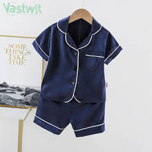 Baby Boys Girls Short Sleeve Blouse Tops+Shorts Sleepwear Pajamas Kids Pajama Sets Boys Girls Solid Color Home Clothes Outfits 2024 - buy cheap