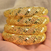 Pulseras Openabl Dubai de 24K para mujer, brazaletes de Color dorado, pulseras etíopes, joyas africanas, adornos árabes, 4 piezas 2024 - compra barato